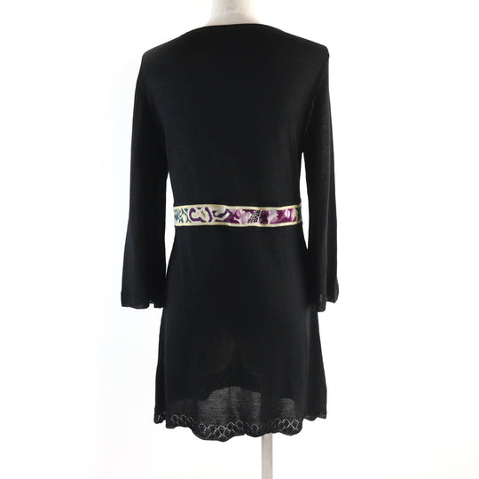 LEONARD FASHION Tunic 0387454 Main: 46% cupra, 44% cotton, 5% acrylic, 2% rayon, 2% polyester, 1% nylon. Partially beads and rhinestones. black multi Women L Used Authentic