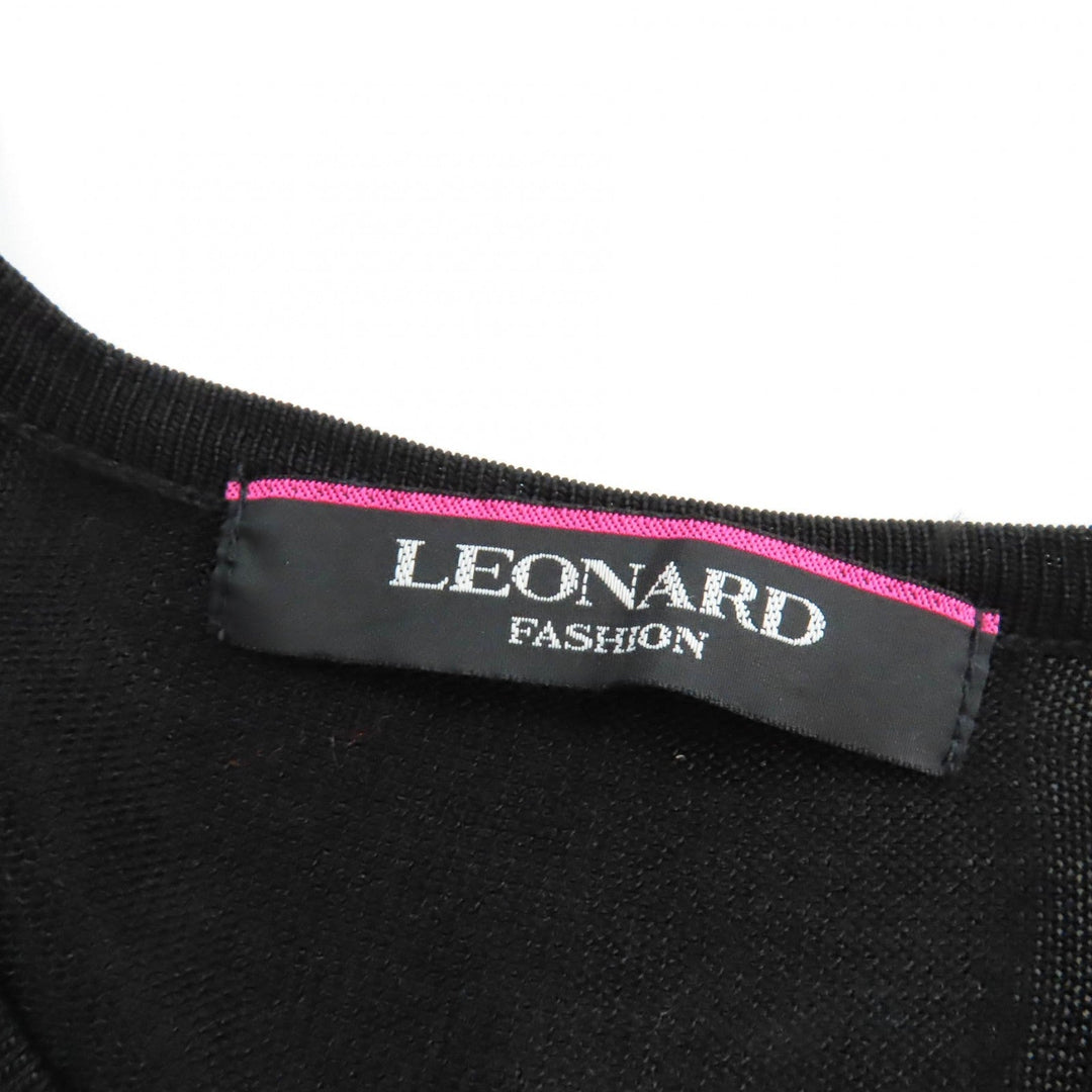 LEONARD FASHION Tunic 0387454 Main: 46% cupra, 44% cotton, 5% acrylic, 2% rayon, 2% polyester, 1% nylon. Partially beads and rhinestones. black multi Women L Used Authentic