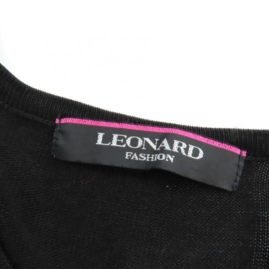 LEONARD FASHION Tunic 0387454 Main: 46% cupra, 44% cotton, 5% acrylic, 2% rayon, 2% polyester, 1% nylon. Partially beads and rhinestones. black multi Women L Used Authentic