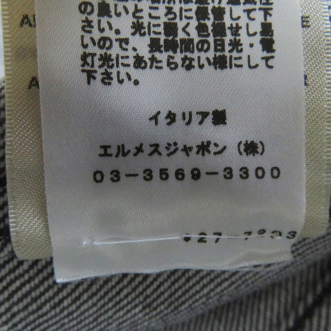 HERMES Denim Jacket 2H0256DT Outer: 100% cotton, Lining: 64% cotton, Lining: 33% rayon, Lining: 3% polyurethane, Part: cowhide gray Women 36 Used Authentic