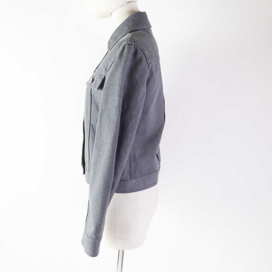 HERMES Denim Jacket 2H0256DT Outer: 100% cotton, Lining: 64% cotton, Lining: 33% rayon, Lining: 3% polyurethane, Part: cowhide gray Women 36 Used Authentic