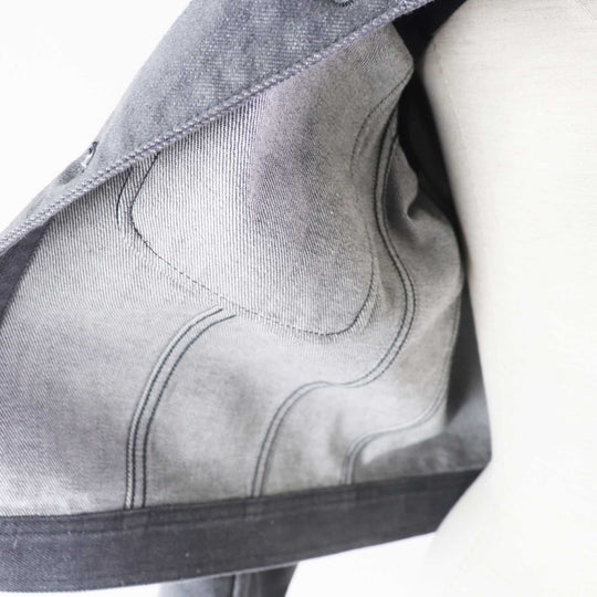 HERMES Denim Jacket 2H0256DT Outer: 100% cotton, Lining: 64% cotton, Lining: 33% rayon, Lining: 3% polyurethane, Part: cowhide gray Women 36 Used Authentic