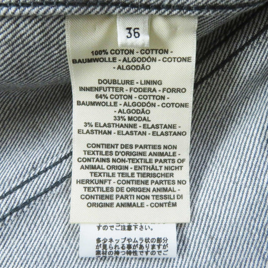 HERMES Denim Jacket 2H0256DT Outer: 100% cotton, Lining: 64% cotton, Lining: 33% rayon, Lining: 3% polyurethane, Part: cowhide gray Women 36 Used Authentic