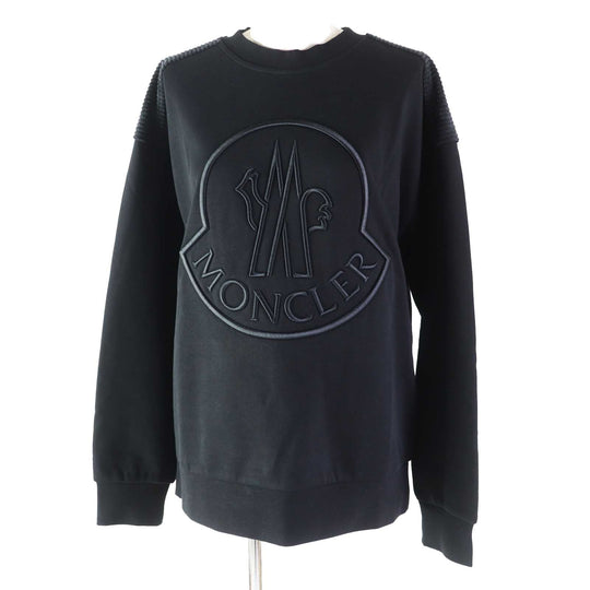 MONCLER sweat Outer fabric: 91% cotton, Outer fabric: 9% nylon, Part: Rib: 98% cotton, 2% polyurethane Other fabric: 85% polyester, 15% nylon Embroidery: 100% polyester black FELPA Women S Used Authentic