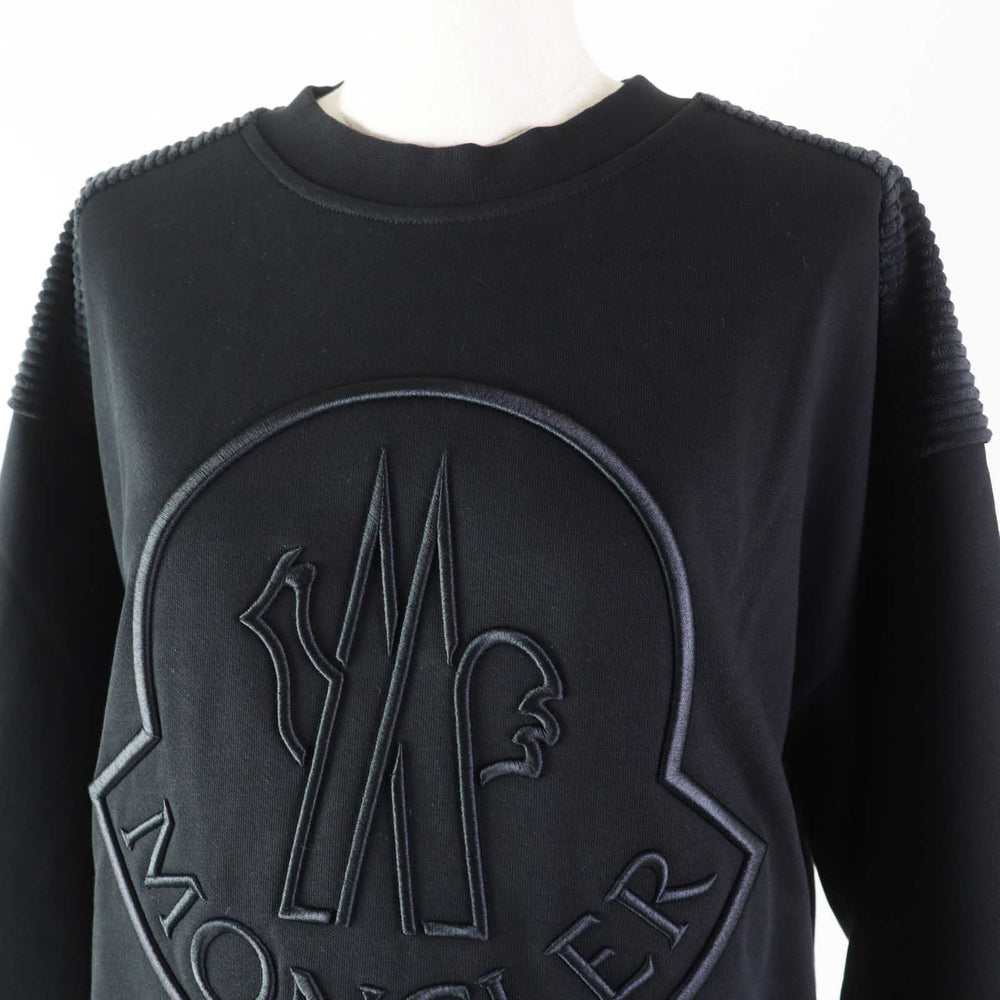 MONCLER sweat Outer fabric: 91% cotton, Outer fabric: 9% nylon, Part: Rib: 98% cotton, 2% polyurethane Other fabric: 85% polyester, 15% nylon Embroidery: 100% polyester black FELPA Women S Used Authentic