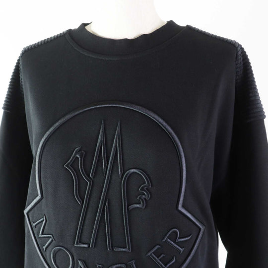MONCLER sweat Outer fabric: 91% cotton, Outer fabric: 9% nylon, Part: Rib: 98% cotton, 2% polyurethane Other fabric: 85% polyester, 15% nylon Embroidery: 100% polyester black FELPA Women S Used Authentic