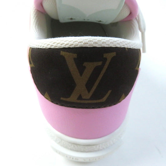 LOUIS VUITTON Low cut sneakers 1AA16X Leather x fabric pink Charlie Line Women 37 Used Authentic