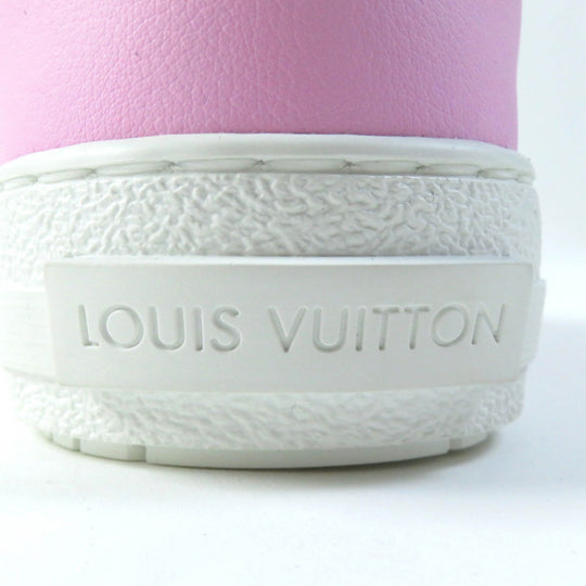 LOUIS VUITTON Low cut sneakers 1AA16X Leather x fabric pink Charlie Line Women 37 Used Authentic