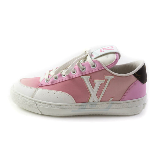 LOUIS VUITTON Low cut sneakers 1AA16X Leather x fabric pink Charlie Line Women 37 Used Authentic