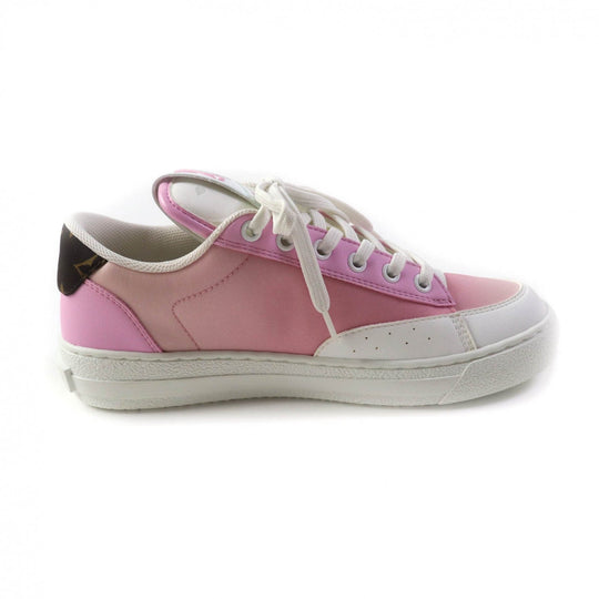 LOUIS VUITTON Low cut sneakers 1AA16X Leather x fabric pink Charlie Line Women 37 Used Authentic
