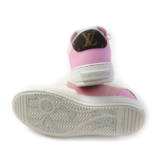 LOUIS VUITTON Low cut sneakers 1AA16X Leather x fabric pink Charlie Line Women 37 Used Authentic