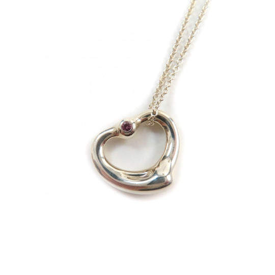 TIFFANY&Co. Necklace Main: AG925, Part: Pink sapphire Silver pink Elsa Peretti Open Heart Pendant Women Used Authentic