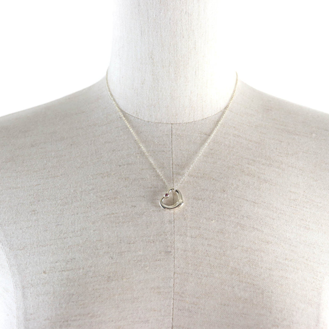 TIFFANY&Co. Necklace Main: AG925, Part: Pink sapphire Silver pink Elsa Peretti Open Heart Pendant Women Used Authentic