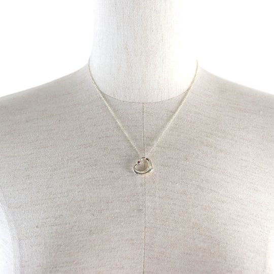 TIFFANY&Co. Necklace Main: AG925, Part: Pink sapphire Silver pink Elsa Peretti Open Heart Pendant Women Used Authentic