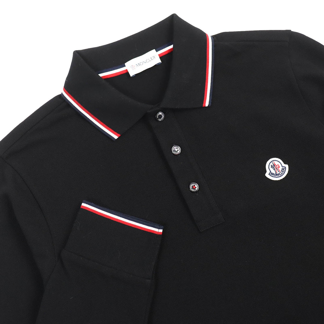 MONCLER Long sleeve polo shirt Main: 100% cotton, Rib: 100% cotton black MAGLIA POLO MANICA LUNGA mens S Used Authentic