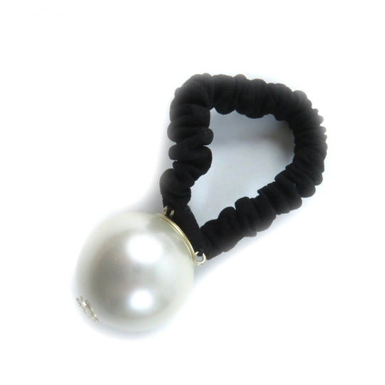 CHANEL hair accessory F20V Fake pearls, rubber White black COCO Mark Hair elastic Women Used Authentic