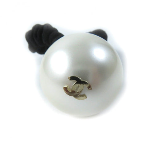 CHANEL hair accessory F20V Fake pearls, rubber White black COCO Mark Hair elastic Women Used Authentic