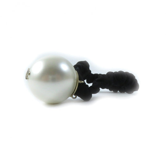 CHANEL hair accessory F20V Fake pearls, rubber White black COCO Mark Hair elastic Women Used Authentic