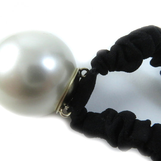 CHANEL hair accessory F20V Fake pearls, rubber White black COCO Mark Hair elastic Women Used Authentic