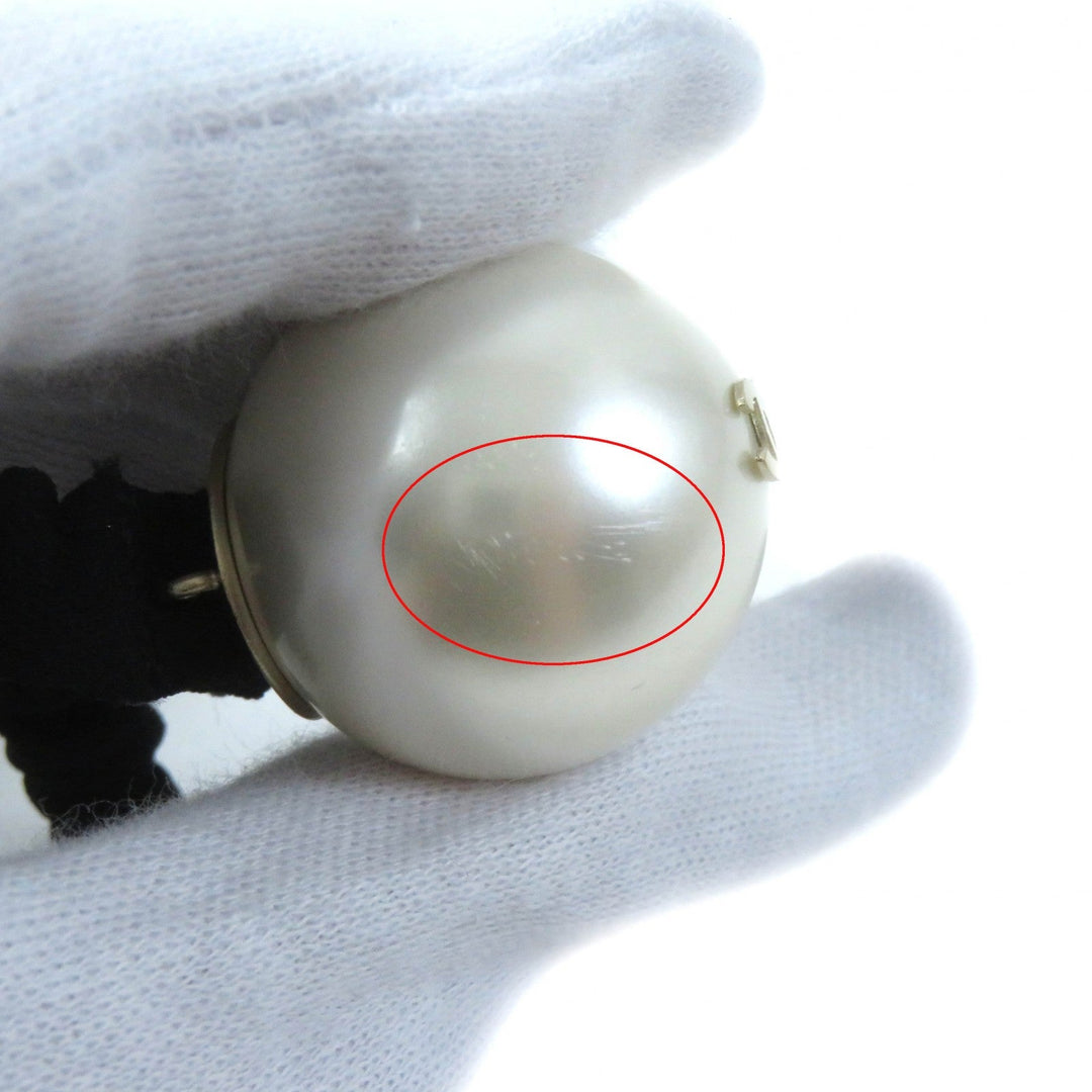 CHANEL hair accessory F20V Fake pearls, rubber White black COCO Mark Hair elastic Women Used Authentic