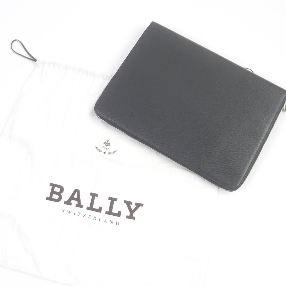 BALLY Clutch bag leather black BARABINO mens Used Authentic