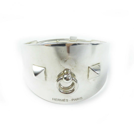 HERMES Bangle Main�FAG925 Silver Collier de Sian Rock Women Used Authentic
