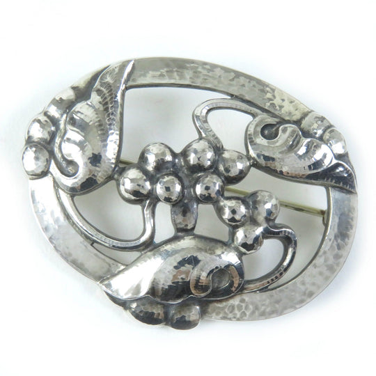 Georg Jensen Brooch 101 Main�FSV925 Silver Moonlight Grape Women Used Authentic
