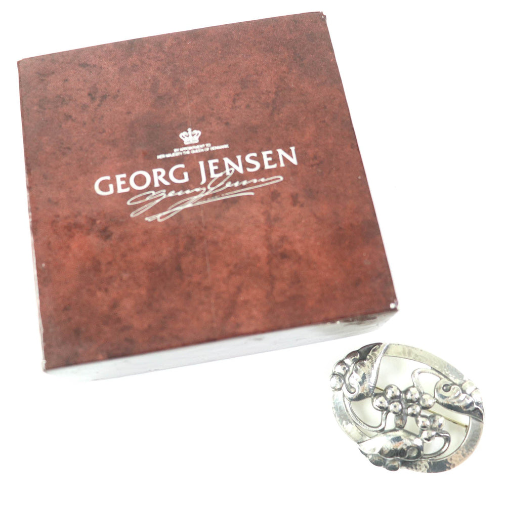 Georg Jensen Brooch 101 Main�FSV925 Silver Moonlight Grape Women Used Authentic