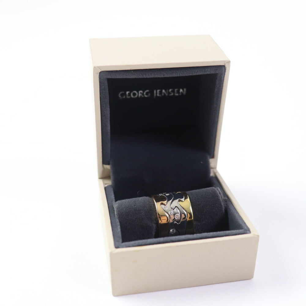 Georg Jensen Ring Main: 750, Diamond Gold silver 4 hooks Fusion ring Women 50 Used Authentic
