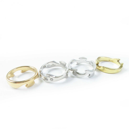Georg Jensen Ring Main: 750, Diamond Gold silver 4 hooks Fusion ring Women 50 Used Authentic
