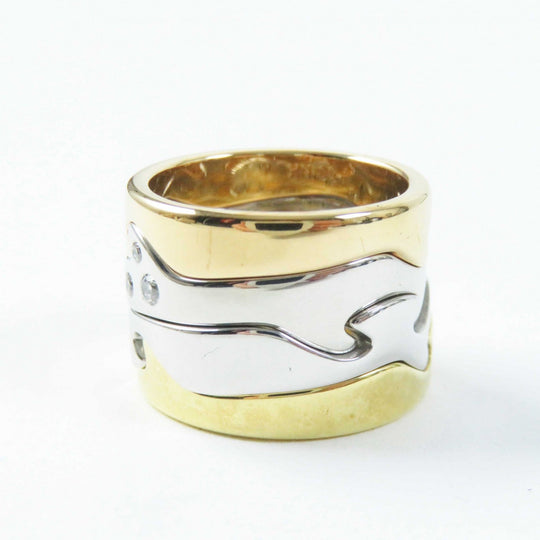Georg Jensen Ring Main: 750, Diamond Gold silver 4 hooks Fusion ring Women 50 Used Authentic