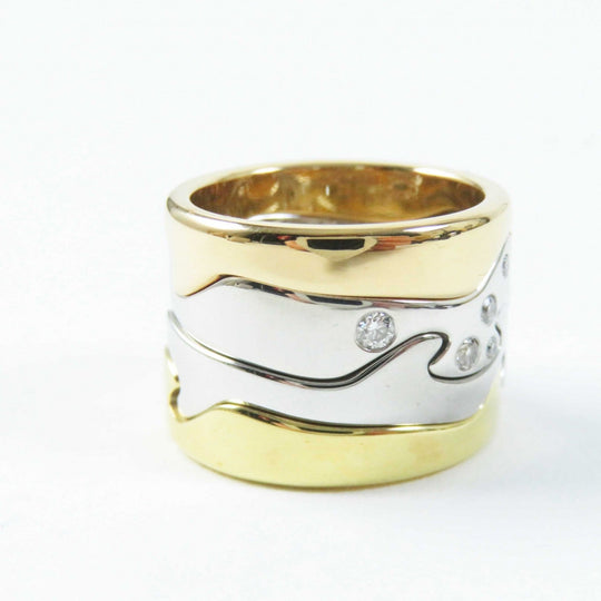 Georg Jensen Ring Main: 750, Diamond Gold silver 4 hooks Fusion ring Women 50 Used Authentic