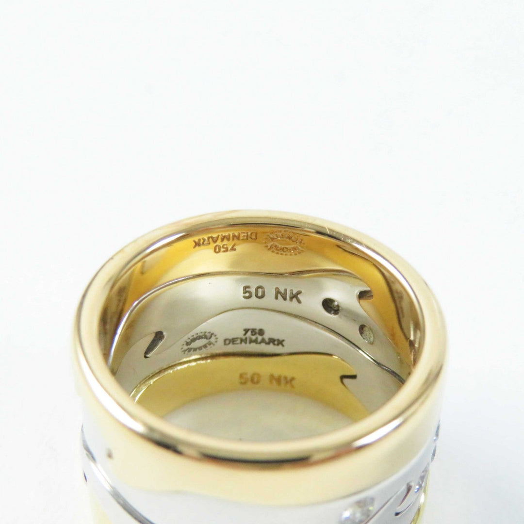 Georg Jensen Ring Main: 750, Diamond Gold silver 4 hooks Fusion ring Women 50 Used Authentic