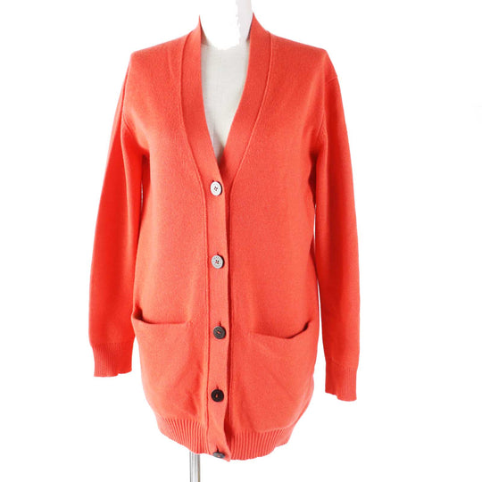 HERMES cardigan Outer material: 100% cashmere Coral orange Women 34 Used Authentic