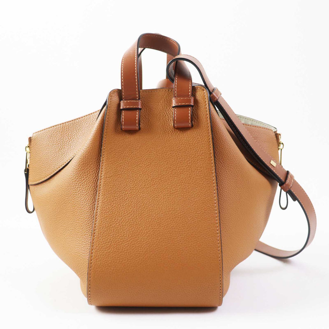 LOEWE Handbag A538535X51 Soft grain calfskin, 55% cotton/45% linen Light caramel Hammock Small Women Used Authentic