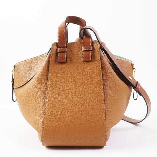 LOEWE Handbag A538535X51 Soft grain calfskin, 55% cotton/45% linen Light caramel Hammock Small Women Used Authentic