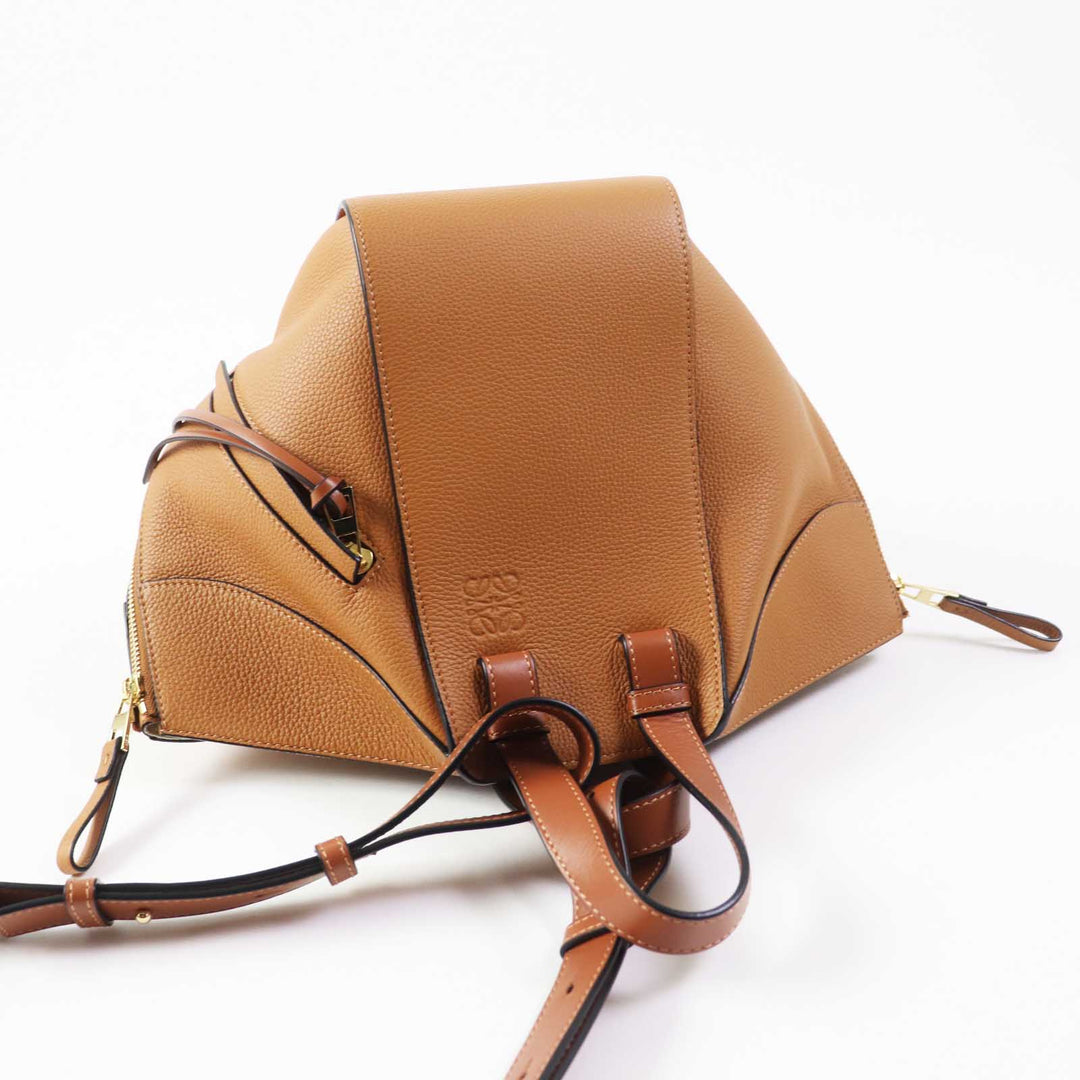 LOEWE Handbag A538535X51 Soft grain calfskin, 55% cotton/45% linen Light caramel Hammock Small Women Used Authentic