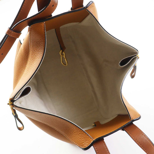 LOEWE Handbag A538535X51 Soft grain calfskin, 55% cotton/45% linen Light caramel Hammock Small Women Used Authentic