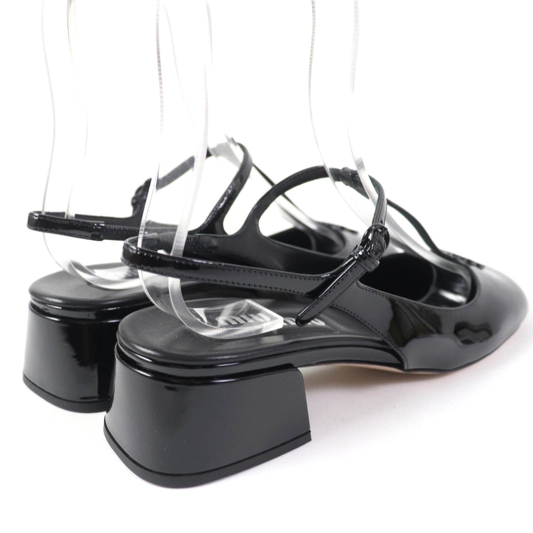 MIUMIU pumps 5I923D Main: Patent black Patent leather slingback pumps Women 37 Used Authentic