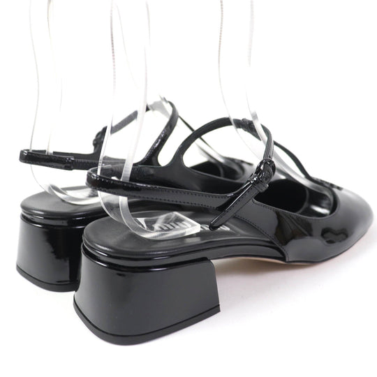 MIUMIU pumps 5I923D Main: Patent black Patent leather slingback pumps Women 37 Used Authentic