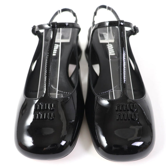 MIUMIU pumps 5I923D Main: Patent black Patent leather slingback pumps Women 37 Used Authentic