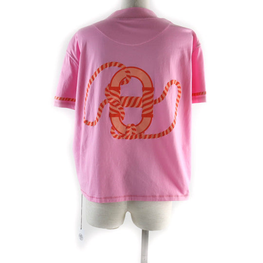 HERMES Short sleeve T-shirt 3E4621DL Main: 100% cotton, part: 72% cotton, part: 24% nylon, part: 4% polyurethane pink Canoe Women 36 Used Authentic