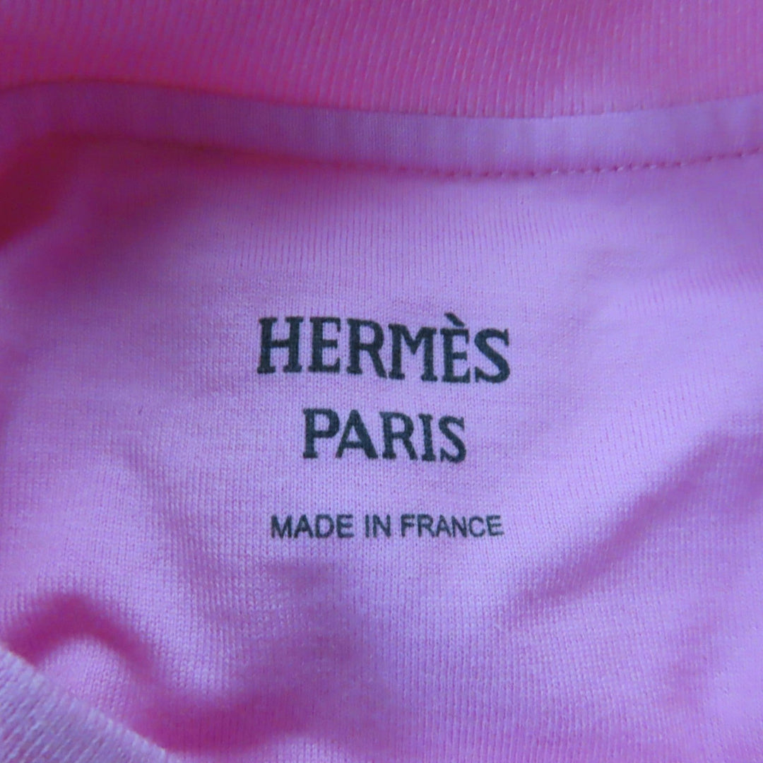 HERMES Short sleeve T-shirt 3E4621DL Main: 100% cotton, part: 72% cotton, part: 24% nylon, part: 4% polyurethane pink Canoe Women 36 Used Authentic