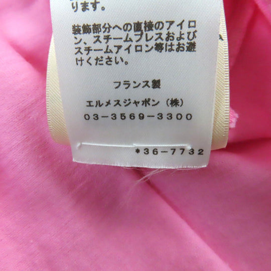 HERMES Short sleeve T-shirt 3E4621DL Main: 100% cotton, part: 72% cotton, part: 24% nylon, part: 4% polyurethane pink Canoe Women 36 Used Authentic