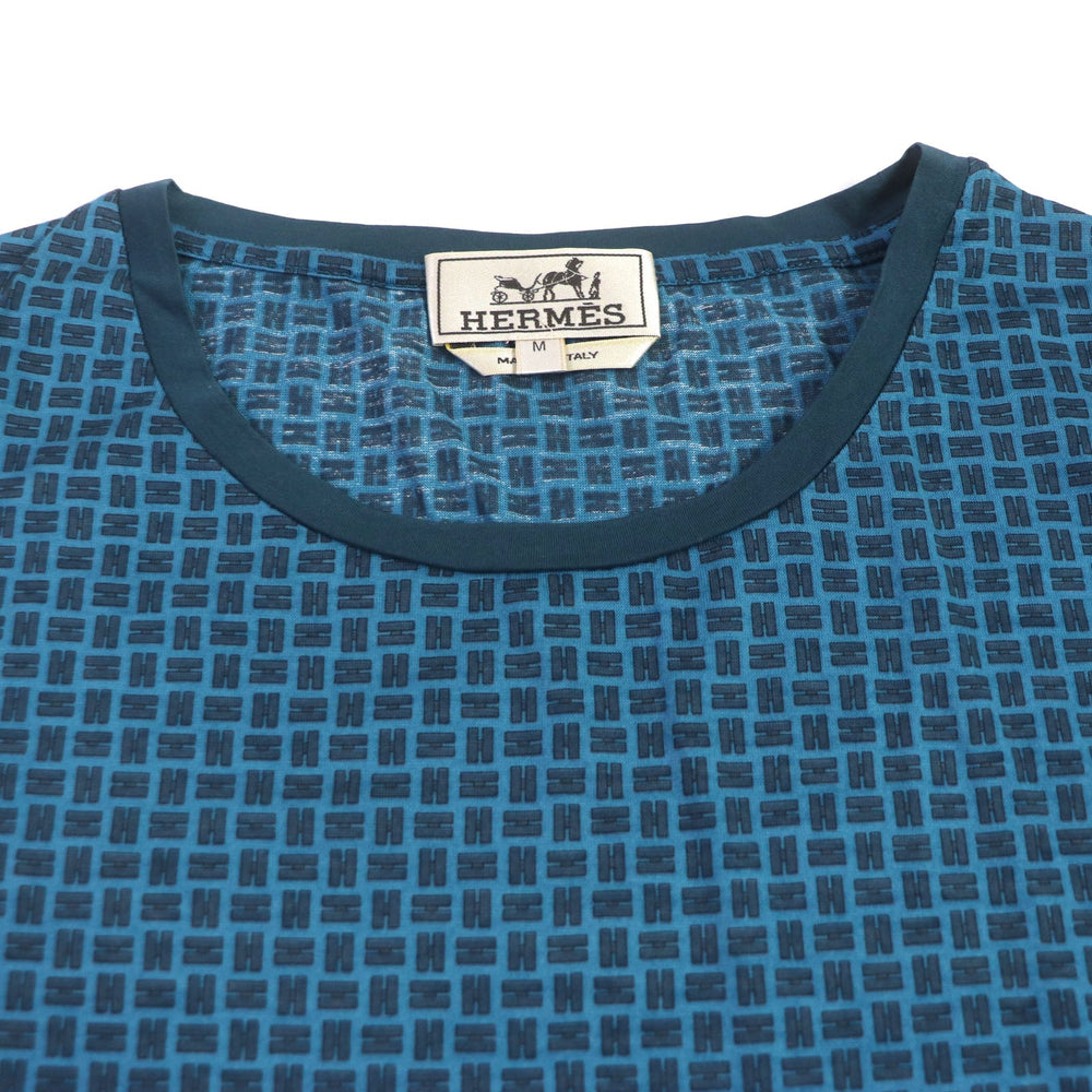 HERMES Short sleeve T-shirt Main: 100% cotton Blue type mens M Used Authentic