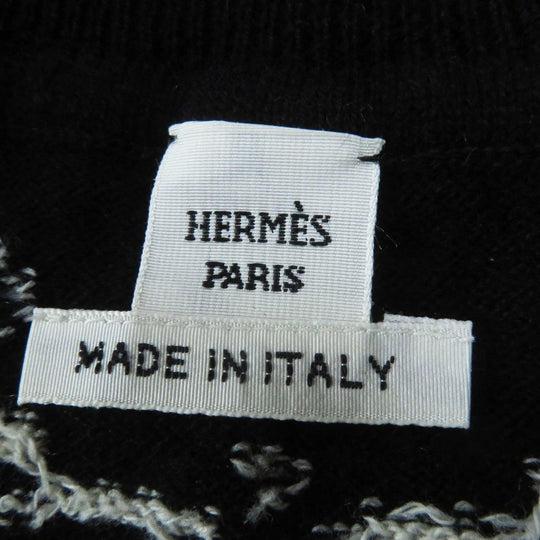 HERMES Short sleeve knit Outer: 100% cashmere, part: 30% wool, part: 30% acetate, part: 20% cotton, part: 20% polyester Black White BRIDES de GALA Ceremony Bridle Women 34 Used Authentic