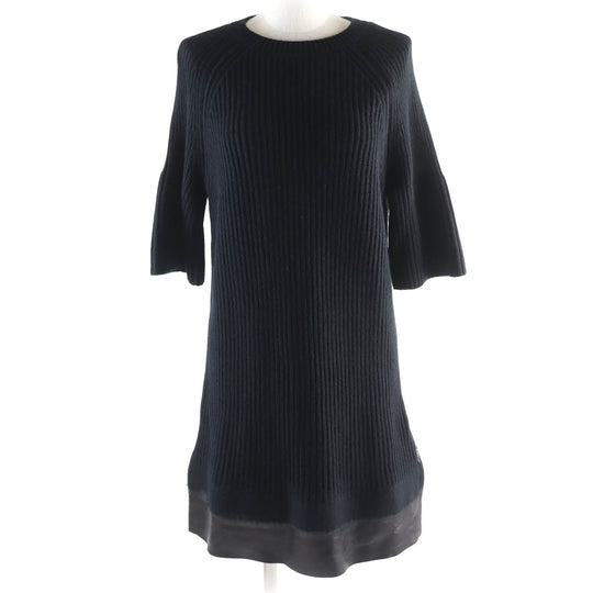 MONCLER one piece Main: 70% wool, Main: 30% cashmere, Part: Sheepskin black Women S Used Authentic