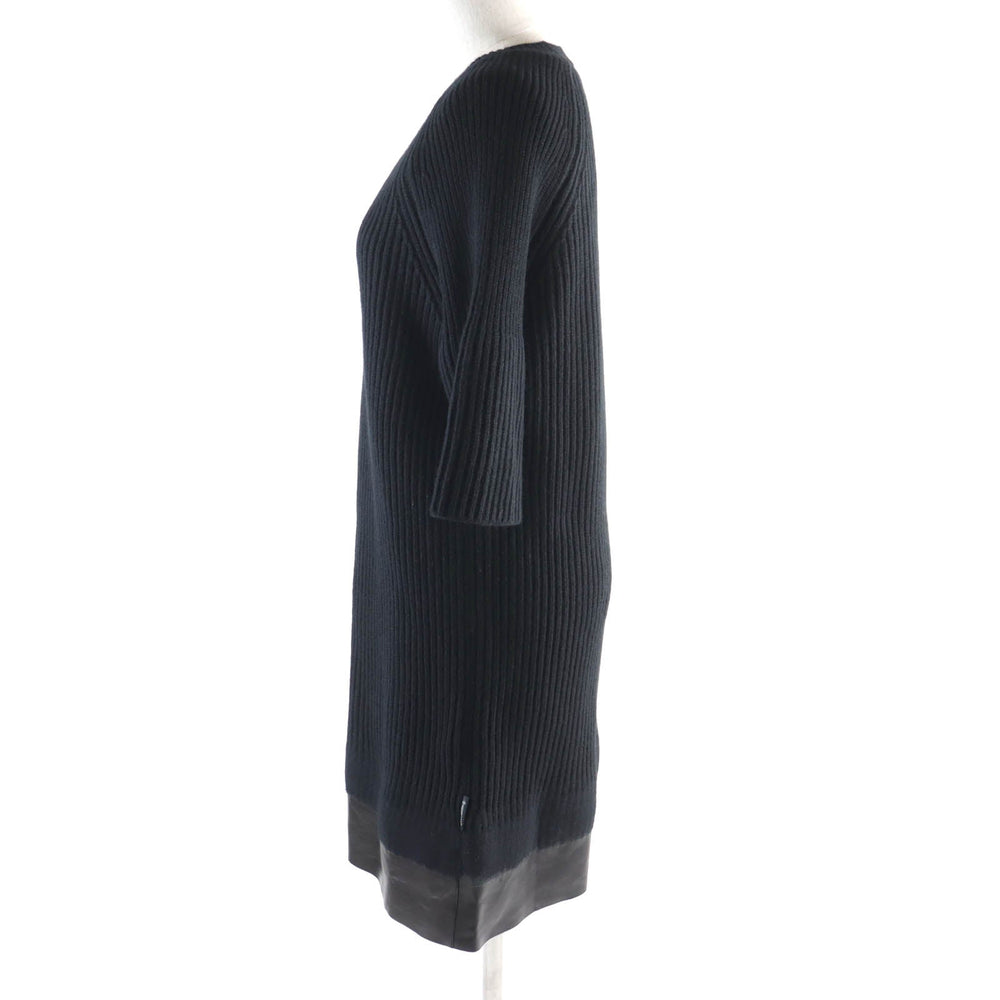 MONCLER one piece Main: 70% wool, Main: 30% cashmere, Part: Sheepskin black Women S Used Authentic