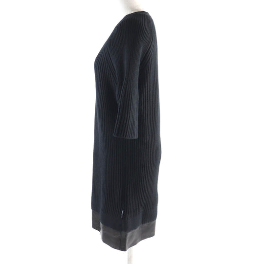 MONCLER one piece Main: 70% wool, Main: 30% cashmere, Part: Sheepskin black Women S Used Authentic