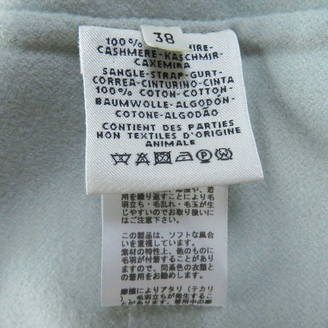 HERMES coat Outer: 100% cashmere, Part: 100% cotton Light blue Women 38 Used Authentic